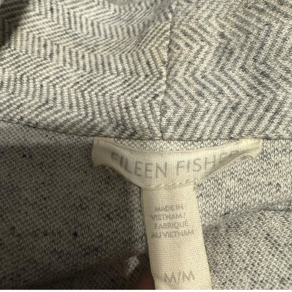 Eileen Fisher Herringbone Organic Cotton Longline Open Front Jacket Cardigan M - Picture 4 of 11